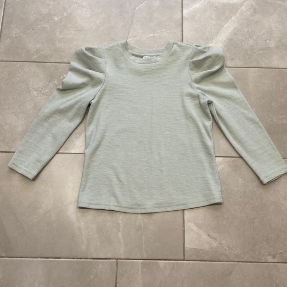 NWOT Puff Shoulder Long Sleeve Green Sweater